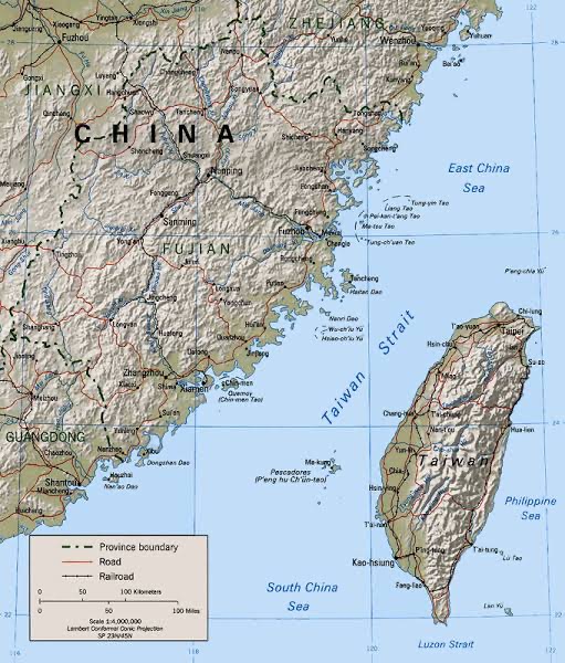 The strait between Taiwan and China